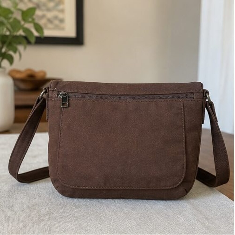 Brown Canvas Crossbody Bag